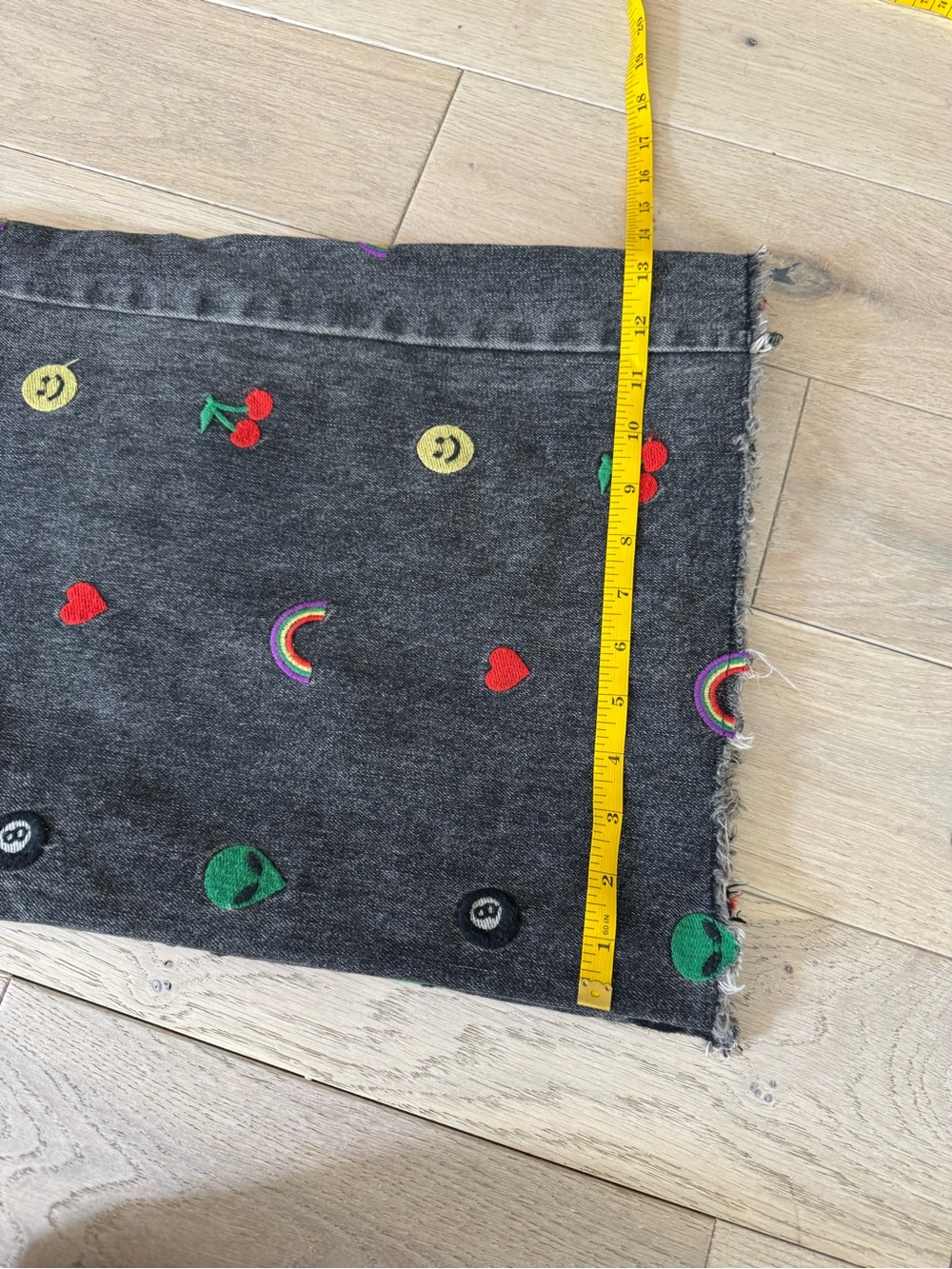 Dressed in LALA Black Wide Leg Jeans with Red, Green, Yellow Embroidery - Picture 6 of 10